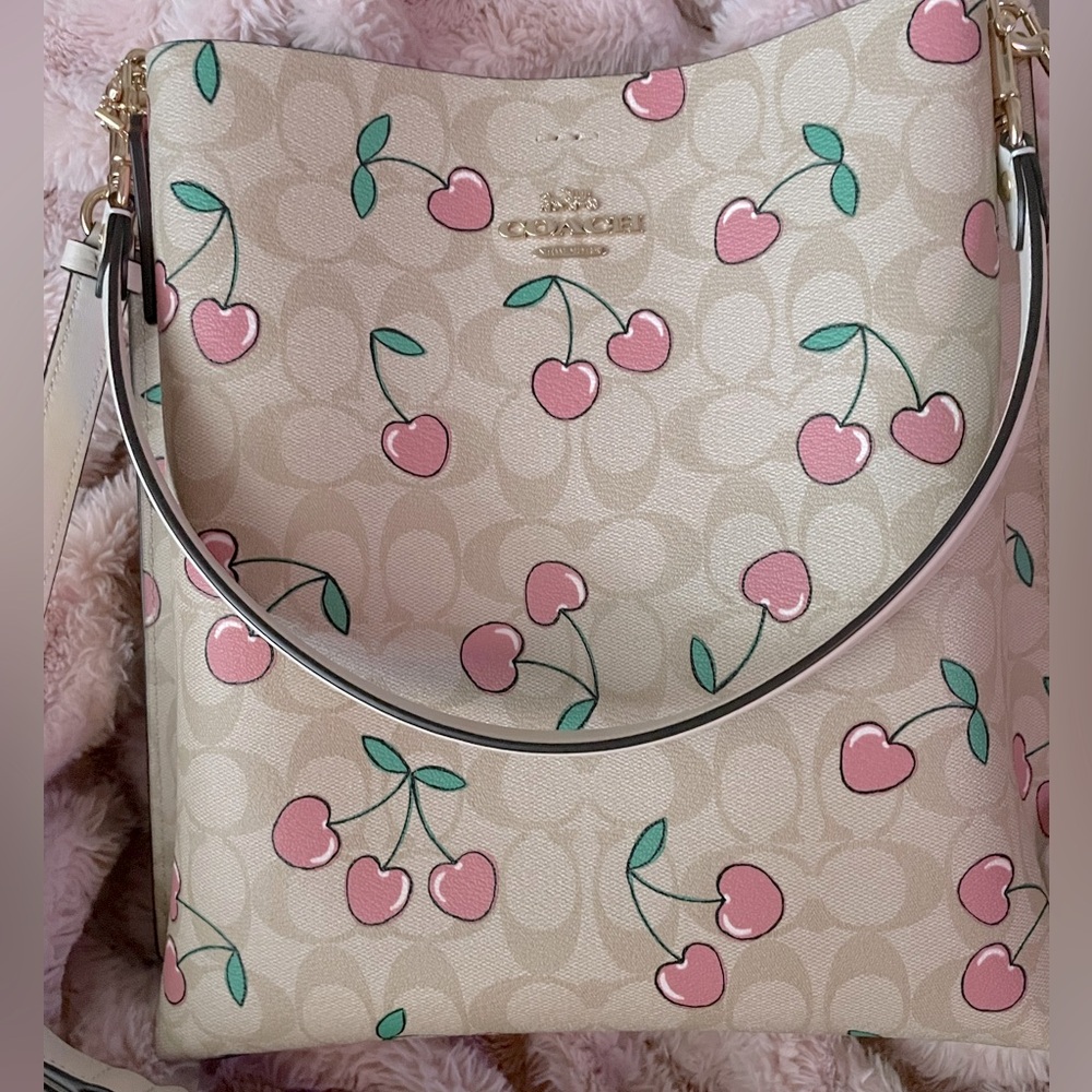 Coach Mollie Bucket Bag Heart Cherry Print CE611